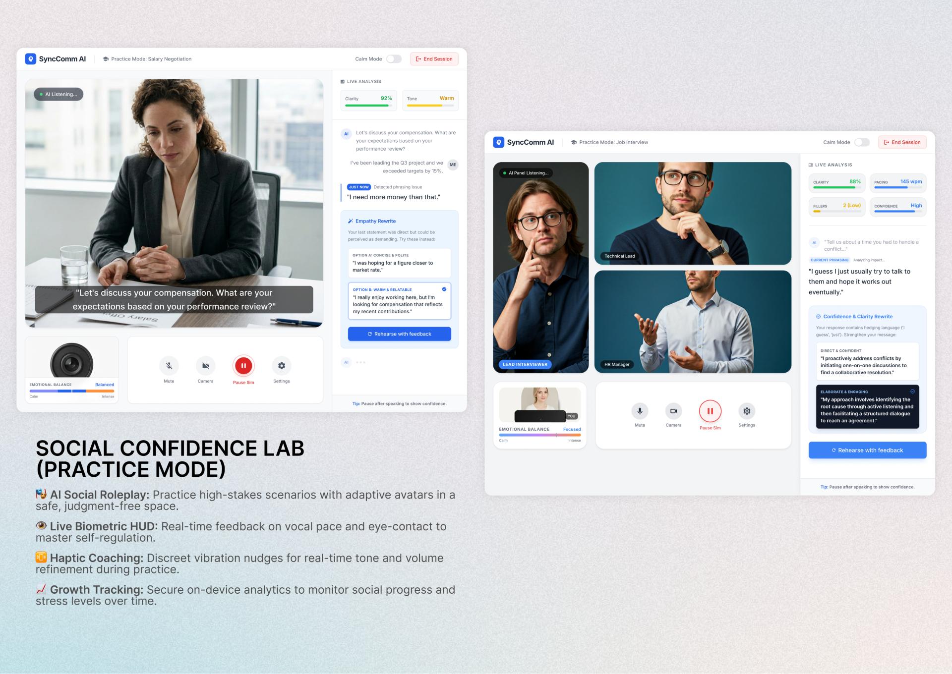 SyncComm AI — practice mode